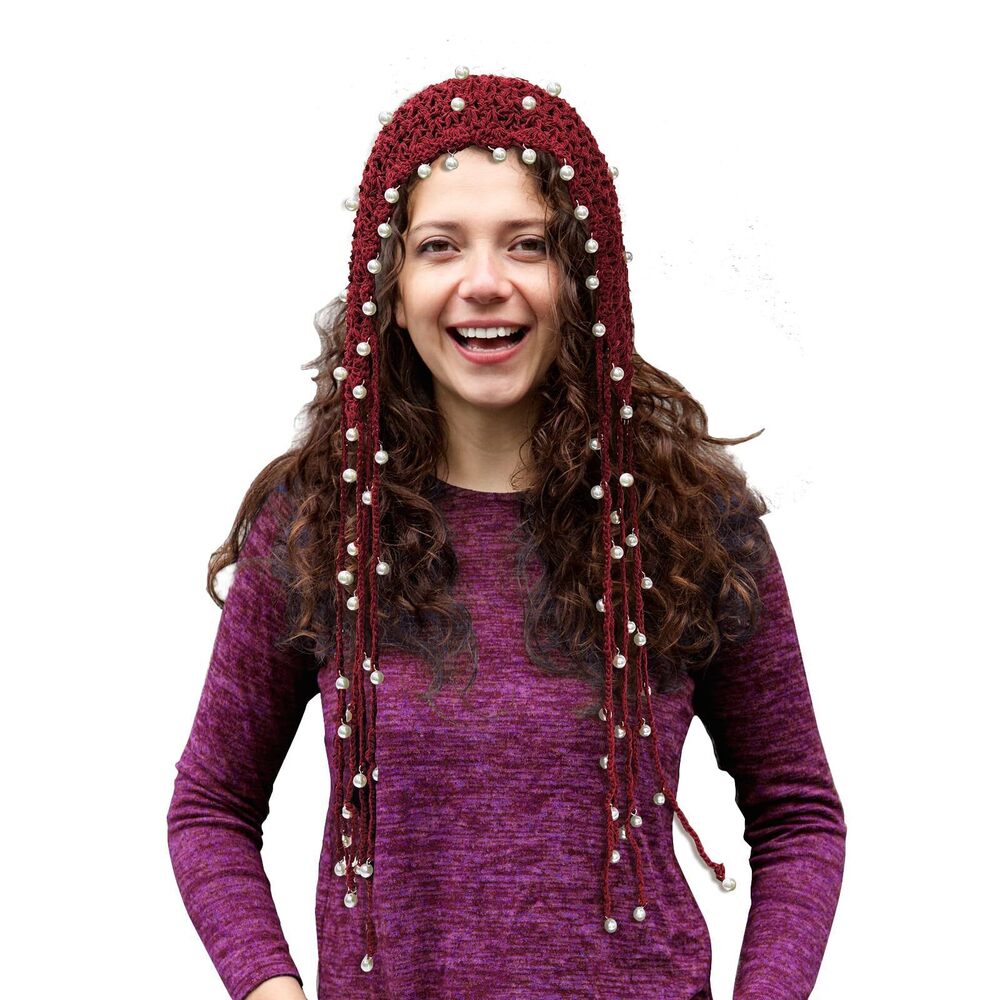 2865 Pearl hat, Pure Handmade Knitted hat, Pure Cotton Handmade Knitted